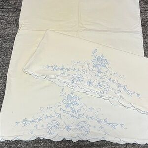 Elegant Blue and White Embroidered Bedding Set